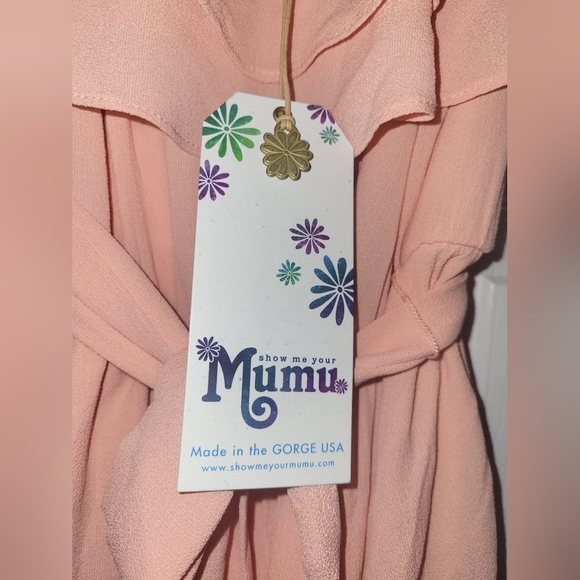 Show Me Your Mumu Ruffle Dress Size X Small Peach - Picture 7 of 8